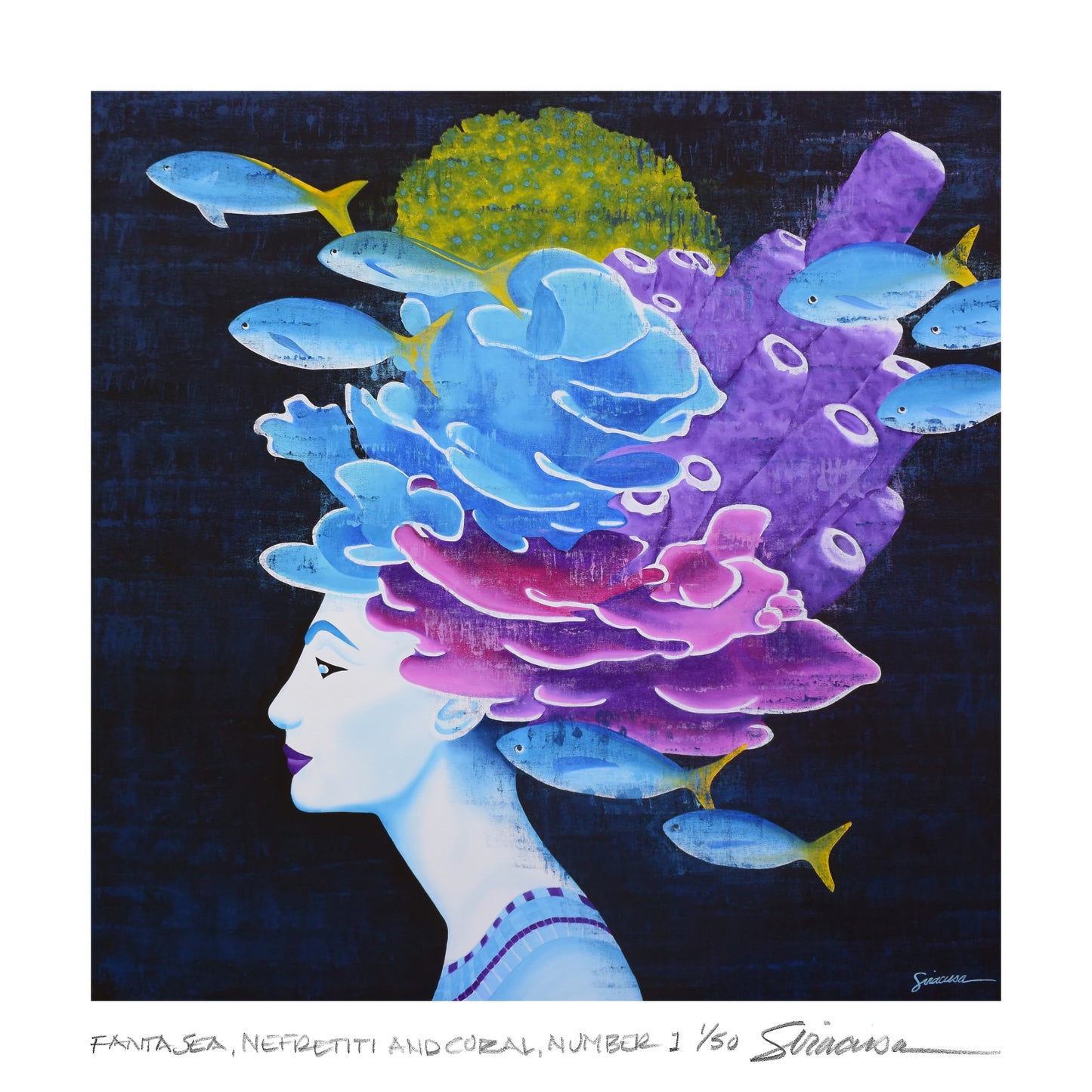 FantaSEA, Nefertiti and Coral, Limited Edition Print, 12" x 12"
