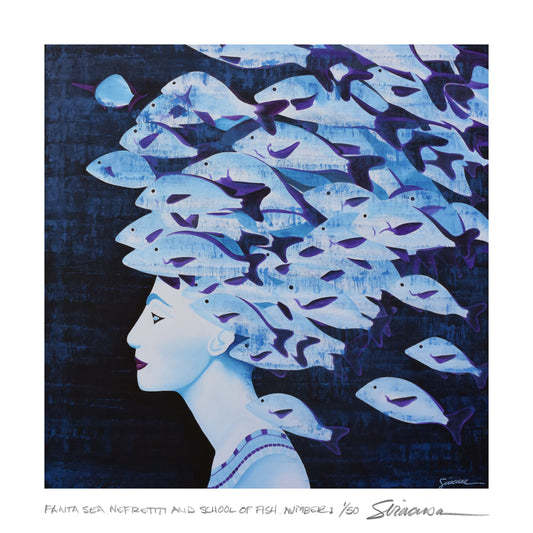 FantaSEA, Nefertiti and School of Fish, Limited Edition Print