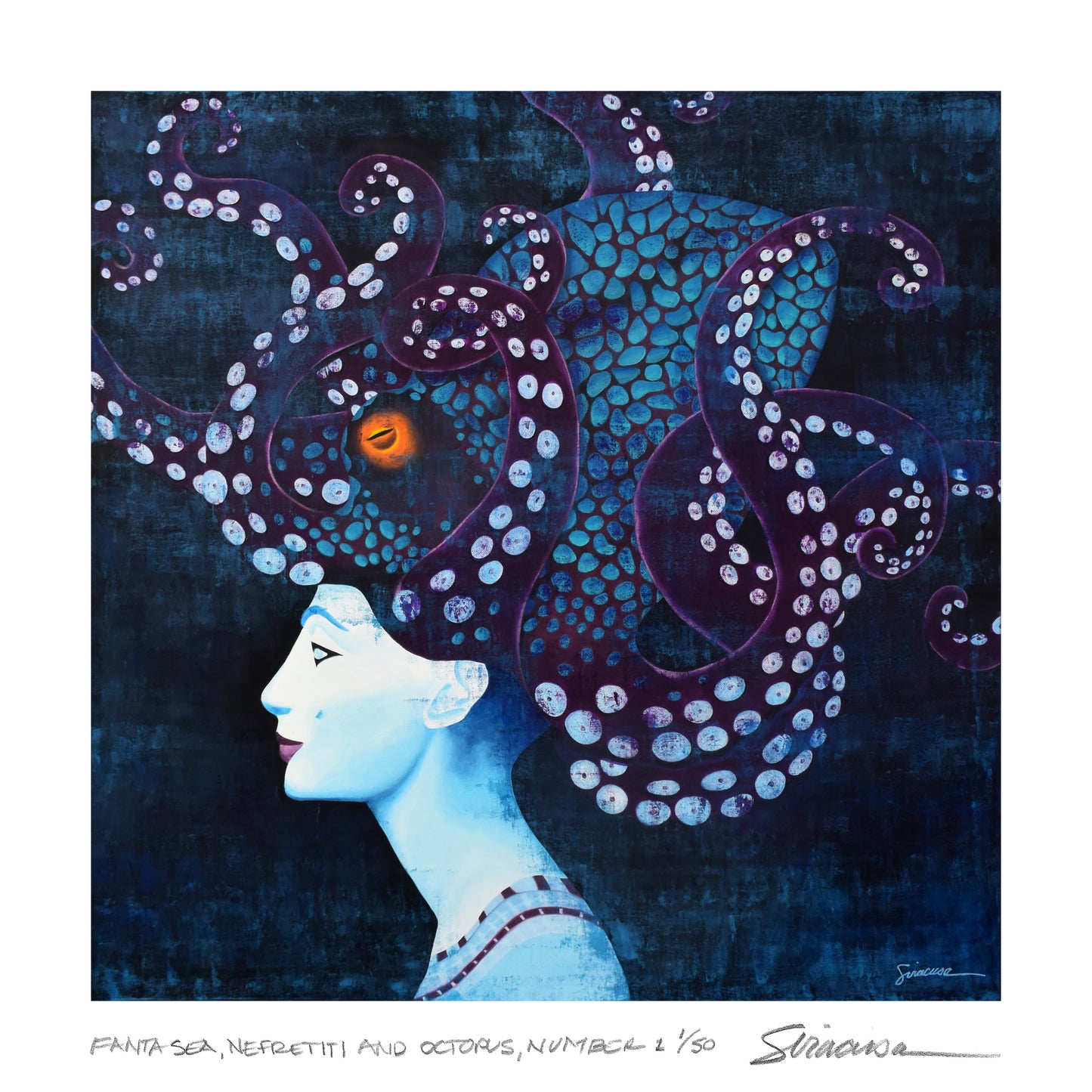 FantaSEA, Nefertiti and Octopus, Limited Edition Print, 12" x 12"