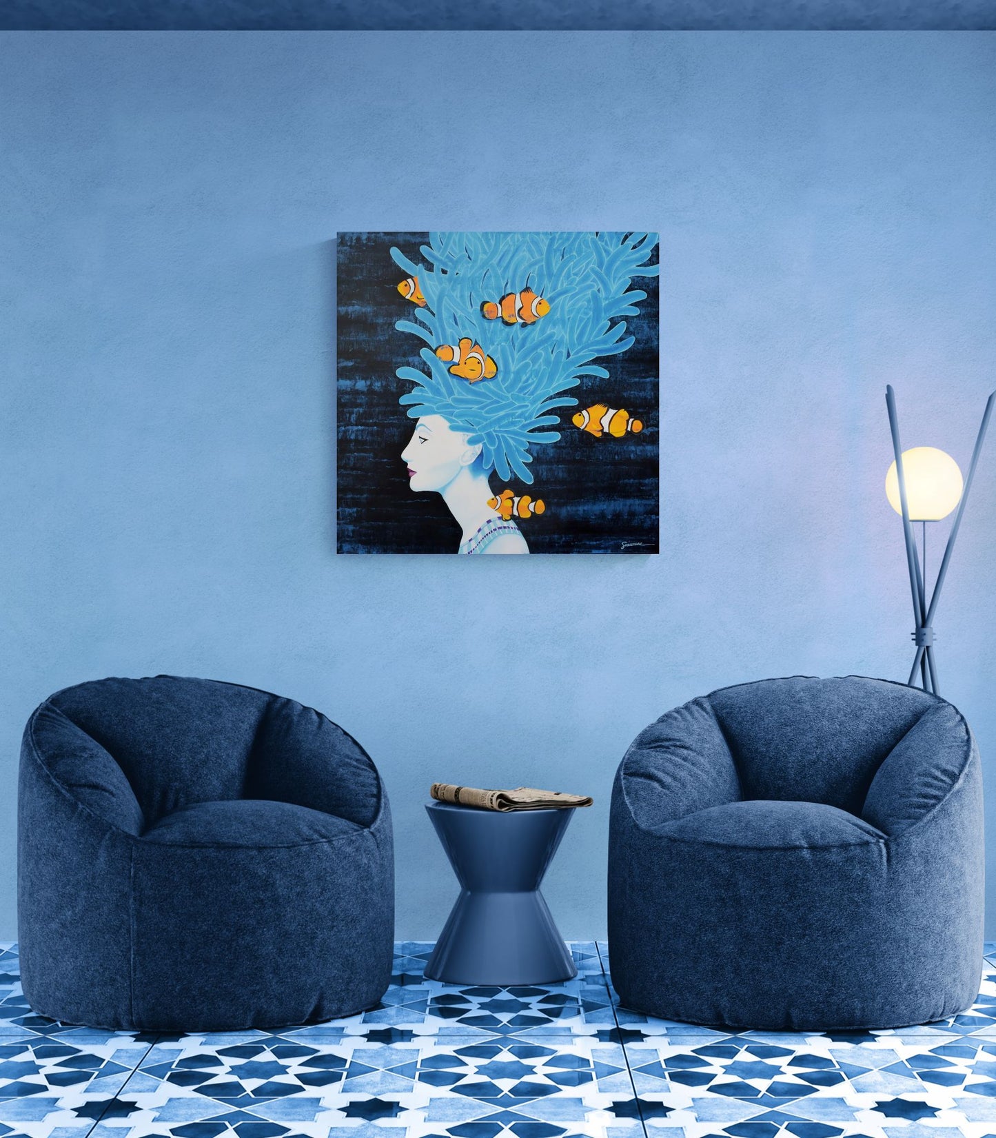 FantaSEA, Nefertiti with Anemone and Clownfish, Number 1, Original