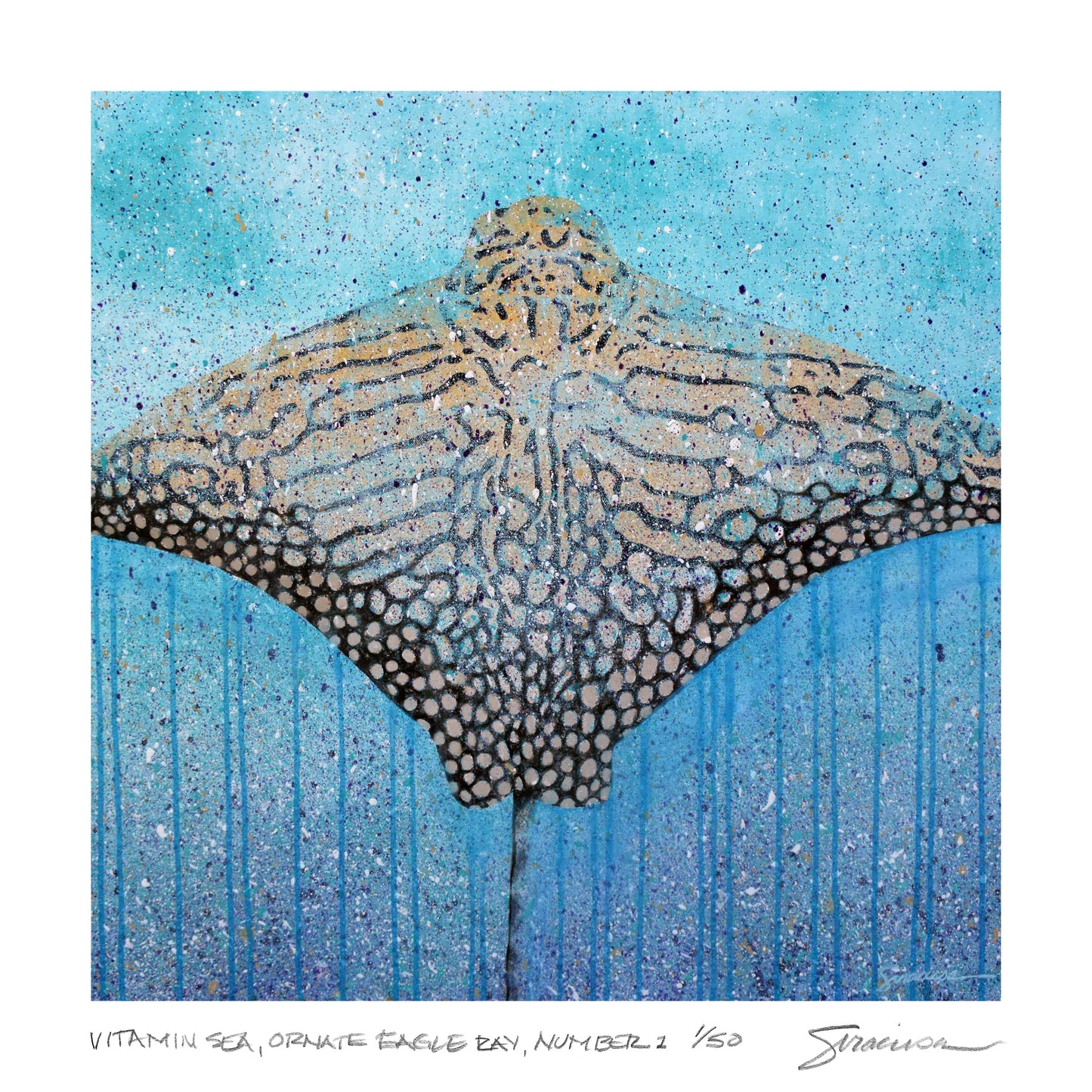 Vitamin SEA, Ornate Eagle Ray, Number 1, Limited Edition Print, 12" x 12"